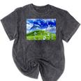 Frutiger Aero Dolphin Meadow Aesthetic Y2k 2000s Ironic Mineral Wash Tshirts Mineral Black