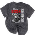 Fun Trendy UFO Sloth Graduation Class Of 2024 Senior Mineral Wash Tshirts Mineral Black