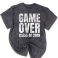 Game Over Class Of 2019 Graduation Senior T-Shirt Mineral Wash Tshirts Mineral Black