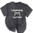 Gamers Graduation I Graduated Play Time Gamer Mineral Wash Tshirts Mineral Black
