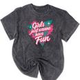 Girls Just Wanna Have Fun Retro 80s Nostalgia Night Out Mineral Wash Tshirts Mineral Black