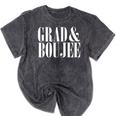 Grad And Boujee Graduation High School College Fun Mineral Wash Tshirts Mineral Black