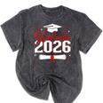 Graduate 2026 For Class Of 2026 Graduation Mineral Wash Tshirts Mineral Black