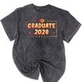 Graduate 2028 Class Of 2028 Senior Graduation Mineral Wash Tshirts Mineral Black