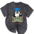 Graduate Penguin Class Of 2025 Kids Graduation Mineral Wash Tshirts Mineral Black