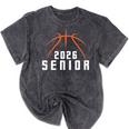Graduate Senior Class Of 2026 Basketball Player Graduation Mineral Wash Tshirts Mineral Black