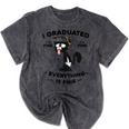I Graduated Graduate Class 2025 Cat Graduation Mineral Wash Tshirts Mineral Black
