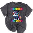 Graduation I Crushed 2nd Grade Unicorn Girls Grad Magical Mineral Wash Tshirts Mineral Black