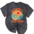 Groovy Brother 70s Aesthetic Nostalgia 1970's Retro Brother Mineral Wash Tshirts Mineral Black