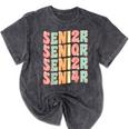 Groovy Senior Graduation Cute Groovy Senior Class Of 2024 Mineral Wash Tshirts Mineral Black