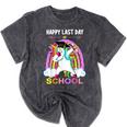 Happy Last Days Of School Graduation Class 2022 Unicorn Girl Mineral Wash Tshirts Mineral Black