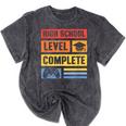 High School Level Complete Class Of 2024 Senior Graduation Mineral Wash Tshirts Mineral Black