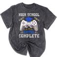 High School Level Complete Class Of 2025 Graduation Mineral Wash Tshirts Mineral Black