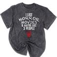 I Like Horror Movies And Maybe 3 People Introvert Mineral Wash Tshirts Mineral Black
