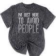 I'm Just Here To Avoid People Saying Sarcasm Introvert Mineral Wash Tshirts Mineral Black