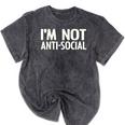 I'm Not Anti-Social I Introvert Mineral Wash Tshirts Mineral Black