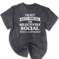 I'm Not Anti Social I'm Selectively Social Introvert Mineral Wash Tshirts Mineral Black