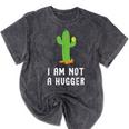 I'm Not A Hugger Cactus Not a Hugger Introvert Cute Mineral Wash Tshirts Mineral Black