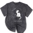 Introvert Cat With Coffee On Computer Antisocial Emo Goth Mineral Wash Tshirts Mineral Black