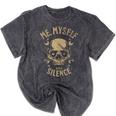 Introvert Relaxation Me Myself And Silence Skull Mechanic Mineral Wash Tshirts Mineral Black