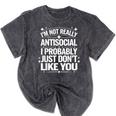 Introverted I'm Not Really Antisocial I Probably Mineral Wash Tshirts Mineral Black