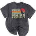 Introverted But Willing To Discuss Cats Kitten Pet Lover Mineral Wash Tshirts Mineral Black