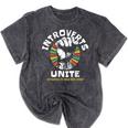 Introverts Unite Separately Own Homes Emblem Mineral Wash Tshirts Mineral Black