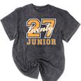 Junior Class 2027 Graduation Back To School Orange Letters Premium Tri-Blend Mineral Wash Tshirts Mineral Black