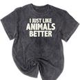 I Just Like Animals Better I Introvert Mineral Wash Tshirts Mineral Black