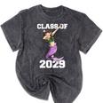 Kids Class Of 2029 Shirt Graduation Dabbing Mermaid Shirt Mineral Wash Tshirts Mineral Black