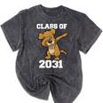 Kids Class Of 2031 Shirt Graduation Dabbing Dog Shirt Mineral Wash Tshirts Mineral Black