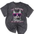 Kids Cool Future Is Bright Kids Graduation Or Birthday Mineral Wash Tshirts Mineral Black