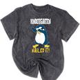 Kids Kindergarten Dabbing Penguin Nailed It Graduation Class 2021 Mineral Wash Tshirts Mineral Black