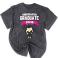 Kids Kindergarten Graduate 2018 Graduation Girls Mineral Wash Tshirts Mineral Black