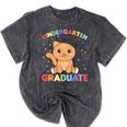 Kids Kindergarten Graduate Cat Graduation Mineral Wash Tshirts Mineral Black