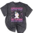 Kids Kindergarten Graduate Unicorn Graduation Mineral Wash Tshirts Mineral Black