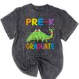 Kids Pre-K Graduate Brontosaurus Dino Pre Kindergarten Graduation Mineral Wash Tshirts Mineral Black