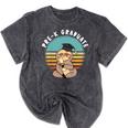 Kids Pre-K Graduate Sloth Cap And Gown Cute Preschool Graduation Mineral Wash Tshirts Mineral Black