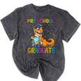 Kids Preschool Graduate Dinosaur Trex Preschool Graduation Mineral Wash Tshirts Mineral Black
