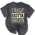 Kids Straight Outta Kindergarten Graduation Mineral Wash Tshirts Mineral Black