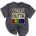 Kids Straight Outta Pre-K Graduation Mineral Wash Tshirts Mineral Black