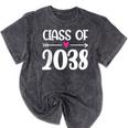 Kindergarten Class Of 2038 First Day School Graduation Girls Mineral Wash Tshirts Mineral Black