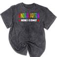 Kindergarten Here I Come Kids Pre-k Graduation Mineral Wash Tshirts Mineral Black