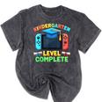 Kindergarten Level Complete Graduation Class 2025 Gamer Boys Mineral Wash Tshirts Mineral Black