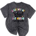 Last Day Autographs 1st Grade Graduation Boys Girls Groovy Mineral Wash Tshirts Mineral Black