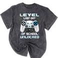 Last Days Of School Graduation Kindergarten Gamer Boys Kids Mineral Wash Tshirts Mineral Black