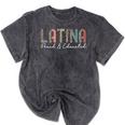 Latina Proud And Educated Powerful Latinas Pride Graduation Mineral Wash Tshirts Mineral Black