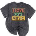 I Love 70's Music Retro Style Nostalgia Vibe 1970 70's Party Mineral Wash Tshirts Mineral Black