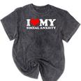 I Love My Social Anxiety Heart Humor Introvert Statement Mineral Wash Tshirts Mineral Black
