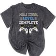 Middle School Level Complete Gaming Class Of 2022 Graduation Mineral Wash Tshirts Mineral Black